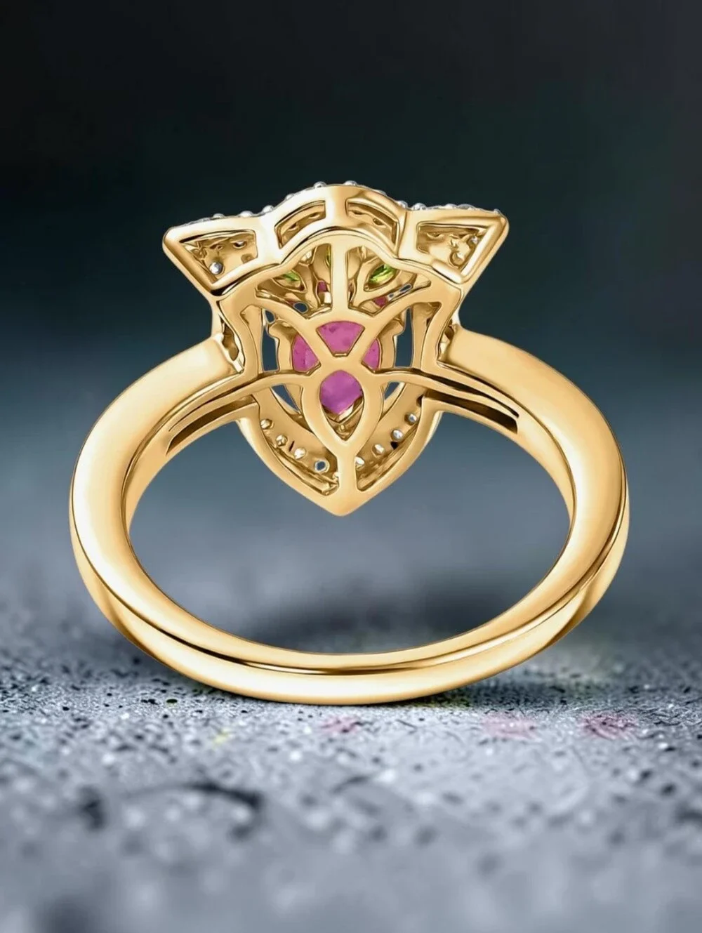 Ruby (FF) & Multi Gemstone 1.65 ctw Ring  18K Vermeil Yellow Gold Over Sterling